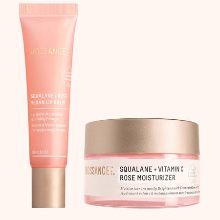 Squalane and Vitamin C Rose Moisturiser with Vegan Lip Balm - Image 1