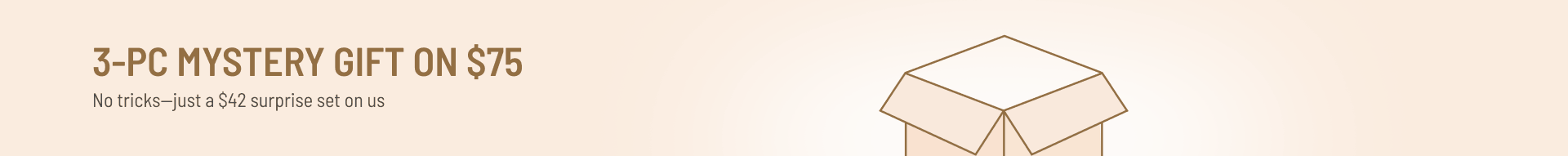 neutral pink background with image of mystery box