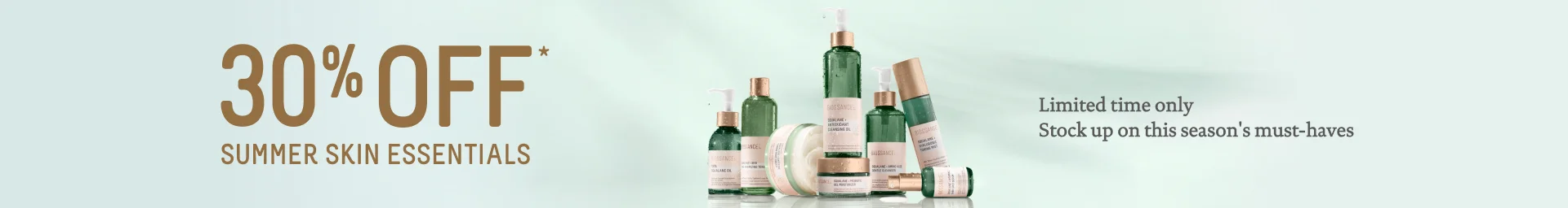 image of Biossance products with 30% off summer skin essentials copy
